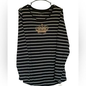 Charter Club Black and White Striped Top